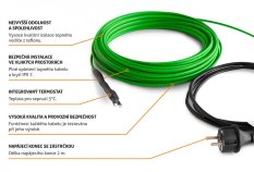 Topný kabel s termostatem 17 W/m (na potrubí)