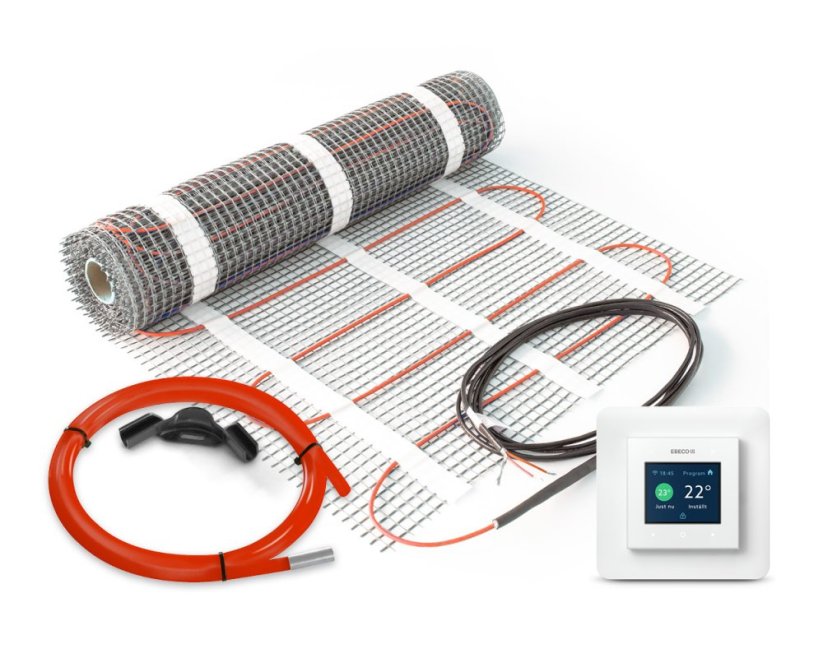 Topná rohož 150 W/m², 50 cm - Plocha: 2 m² (0,5 x 4 m), výkon 300 W, Termostat: Dotykový: EBECO EB-Therm 500
